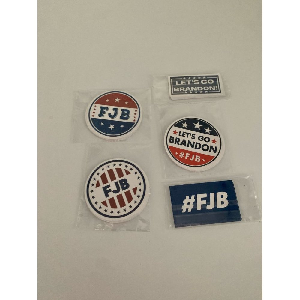 FJB Stickers, 5 styles, 10 of each, 50 stickers 1-2" each NEW